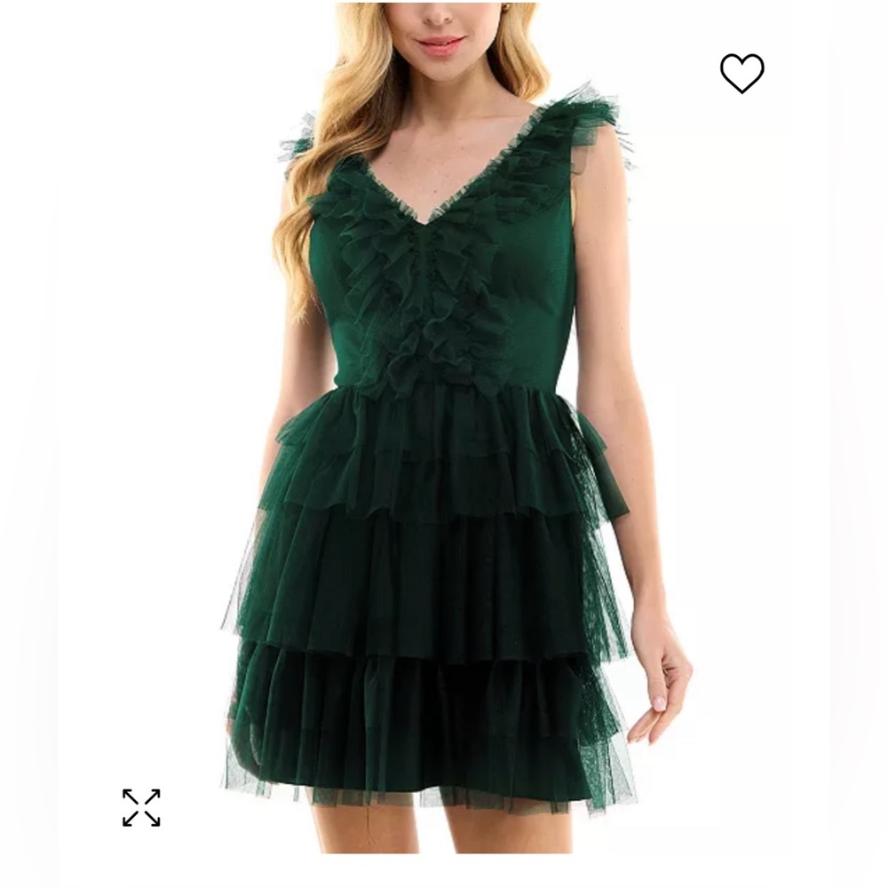 Juniors' Tiered Mesh Fit & Flare Dress